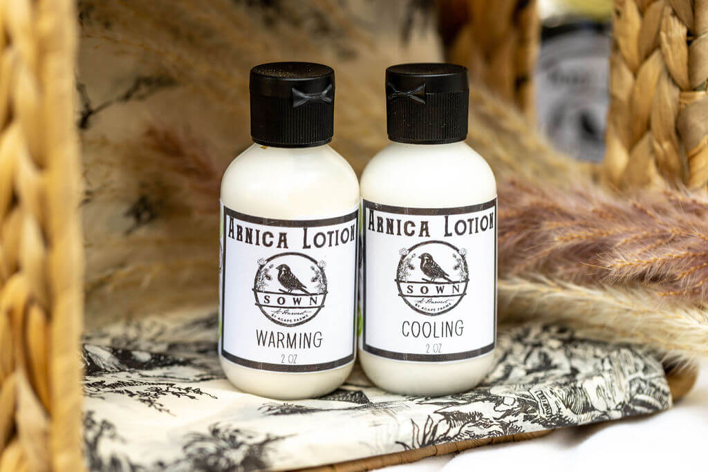 Soothing Arnica Lotion - Cooling or Warming - Sown Harvest natural skincare